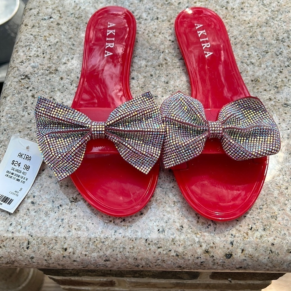 Akira RHINESTONE BOW FLATS